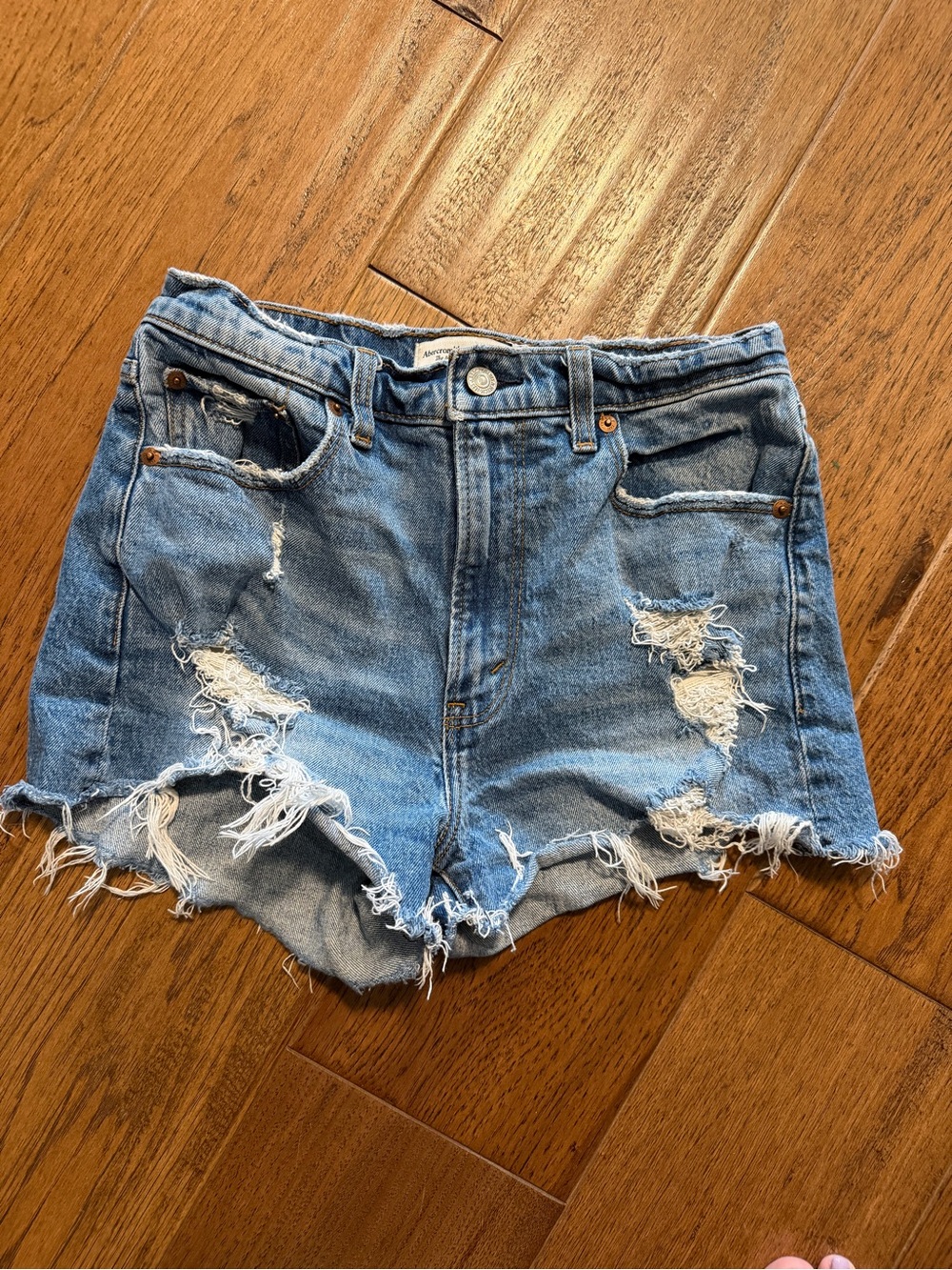 Abercrombie & Fitch Distressed Light Blue Denim Shorts
